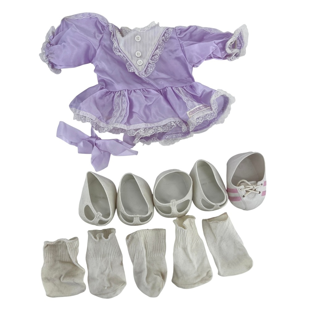 Vintage 80s Cabbage Patch Kids Shoes Socks Doll Dress Lot